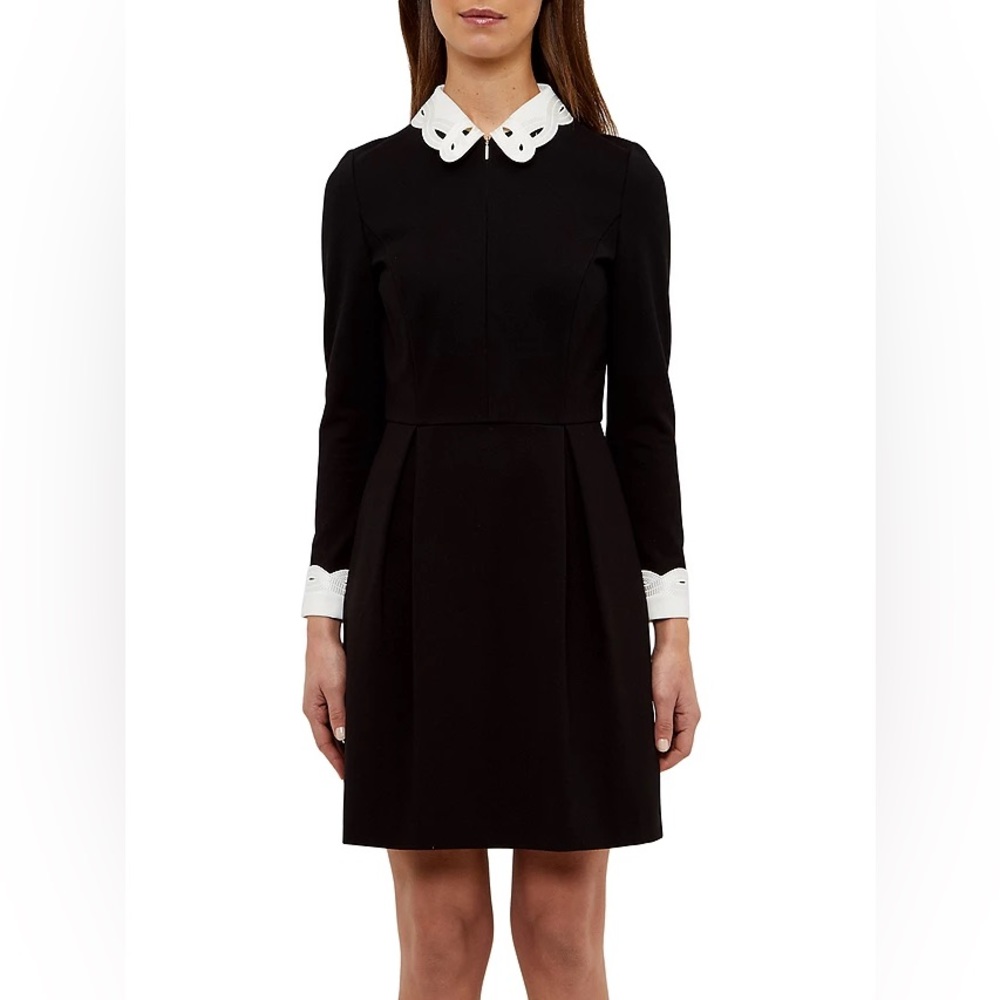 Ted Baker Black & White Embroidered Dress - size 1